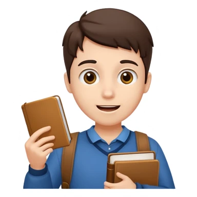 student holding a book and asking a question sticker