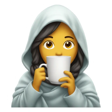 girl with a warm beverage and under the covers sticker