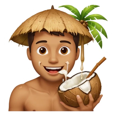 Handsome man licking a dripping coconut  sticker