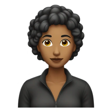 mujer pelo largo negro saludando sticker