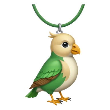 un oiseau classique vert avec un collier autour de son coup avec des breloque argentées et un seul poil blond qui fait une petite bouclette sur le front  sticker