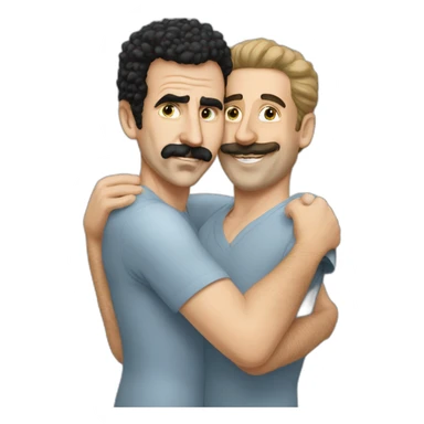 borat hugs caucasian man sticker