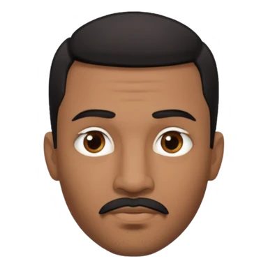 A man emoji with medium-dark skin, short black hair, straight eyebrows, brown eyes, a small nose, and facial hair consisting of a thin mustache and goatee. He also has piercings — a ring on his eyebrow and another on his lower lip. sticker