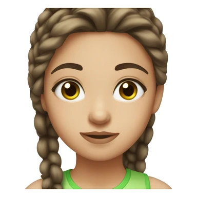 make a girl with brown hair green eyes and light black eyebrows sticker