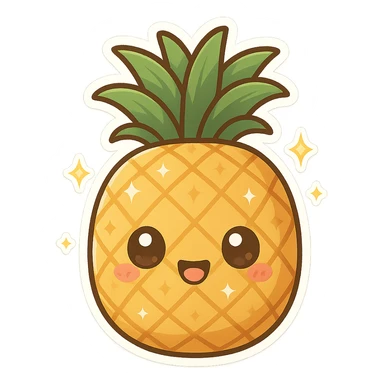 Sparkling Q-version sticker pineapple, cute and exaggerated sticker