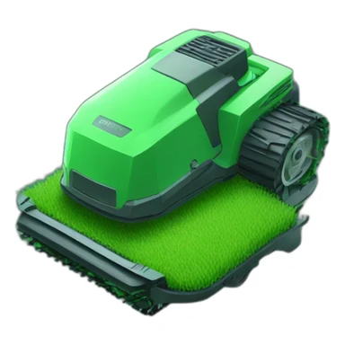 futuristic robot lawn mower in all green sticker