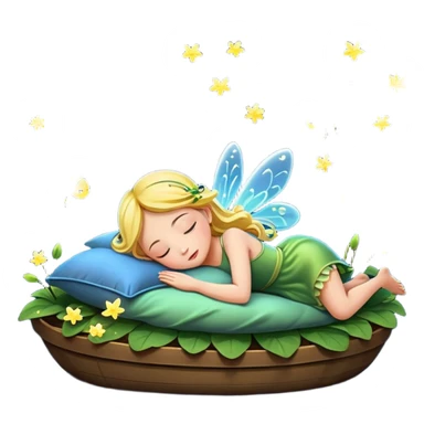 fairy character floating asleep with fireflies as night lights sticker