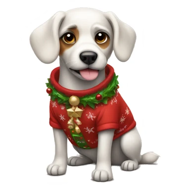 Dog wearing christmas clothes sticker