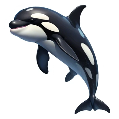 Meme-Worthy Breaching orca Portrait Emoji, Bursting powerfully out of the ocean with an impressive, high-energy leap, showcasing a sleek black-and-white body glistening with water droplets and dynamic, arched posture, Simplified yet exhilaratingly expressive features, highly detailed, glowing with a vibrant marine energy, high shine, bold and full of life, stylized with an air of untamed ocean spirit, soft glowing outline, capturing the essence of an orca mid-breach, radiating pure, unstoppable aquatic power! sticker