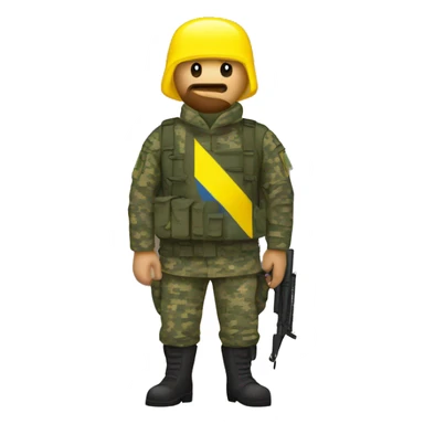 Ukrainian soldier, in camouflage pixel uniform with flag of ukraine sticker