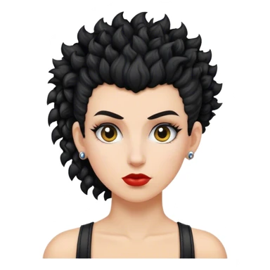 mulher branca de cabelo moicano preto enrolado sticker