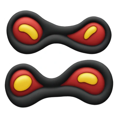 A wavy black and red rectangle with a medium sized yellow circle  sticker