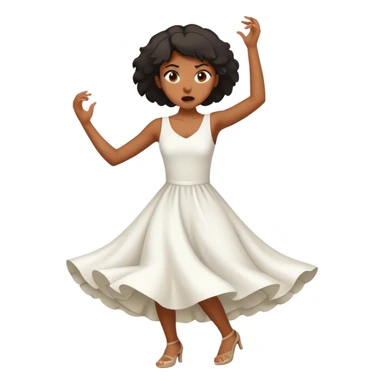 Black girl angrily dancing with a white dress sticker