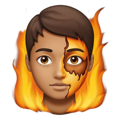 one half normal face other half burnt skin sticker