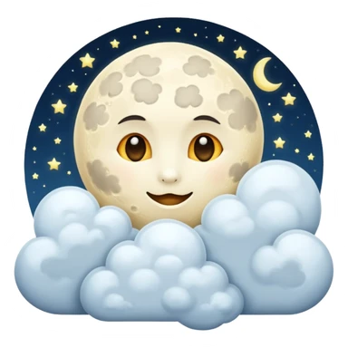 moon with clouds, ultra realistic style, icon sticker