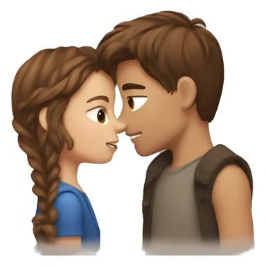 brown hair boy and brown hair girl kissing  sticker