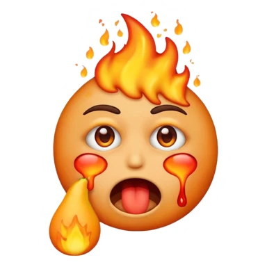 i want emoji face not with burning hair but with burning eyes and also the emoji should look like it is vomiting sticker