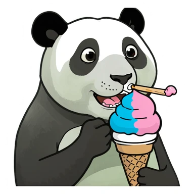 Panda eating ice cream sticker