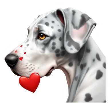 Blue Merle Great Dane with red hearts on head sticker