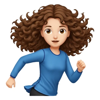 curly brown hair long girl running sticker