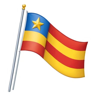 A flag with nine horizontal stripes, alternating red and yellow, starting and ending with yellow. On the left side, a blue triangle pointing to the center, with a white five-pointed star inside. sticker