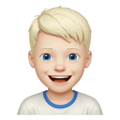 albino boy laughing white shirt sticker