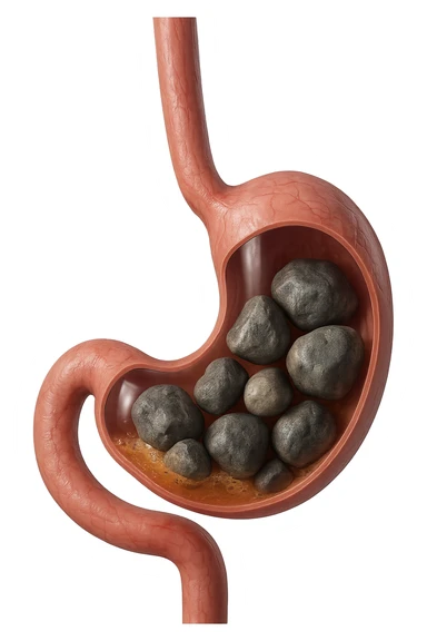 Sassi nello stomaco durante la digestione in 3d realistica sticker