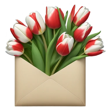 Colour: #D4CCC2 Envelope with 4 red tulips and 4 white tulips in. Make the envelope full of tulips sticker