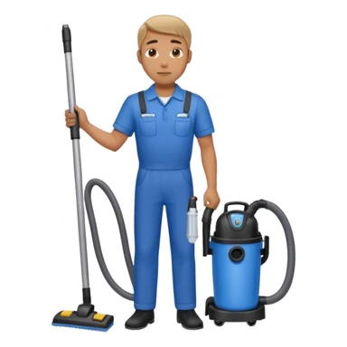técnico de limpieza hombre sujetando una aspiradora de agua sticker
