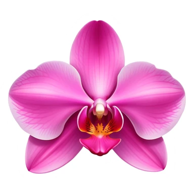 Elegant pink phalaenopsis moth orchid with vibrant rosy petals and two visible green leaves at the base sticker