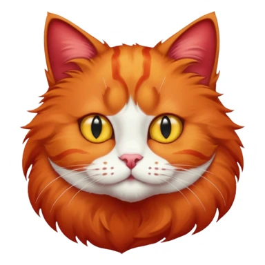 red cat with a white breast, a red spot on the chin. yellow eyes. fluffy. sticker