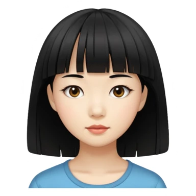 asian girl blunt fringe sticker
