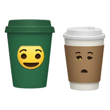 a coffee cup with a dark green lid, and a craft cup itself with a wish written on it sticker