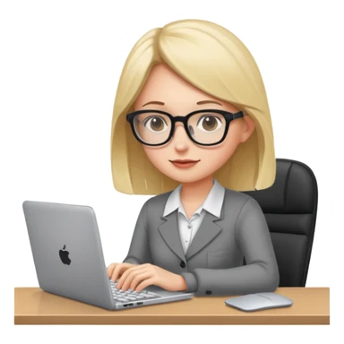 a girl with a laptop in the office sticker