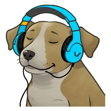 dog with headphones and eyes closed  sticker
