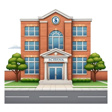 School building with a name plaque sticker