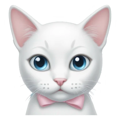 White cat light pink bow light blue eyes  sticker