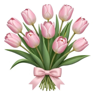 very pale pink tulips bouquet with light pink bow sticker
