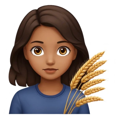 A girl with dark brown eyes and slightly wavy tips with dark brown hair flesh-colored wheat face sticker