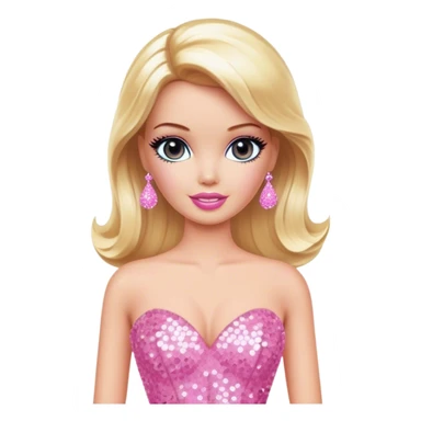 Glamorous blonde Barbie, pink sequin gown sticker