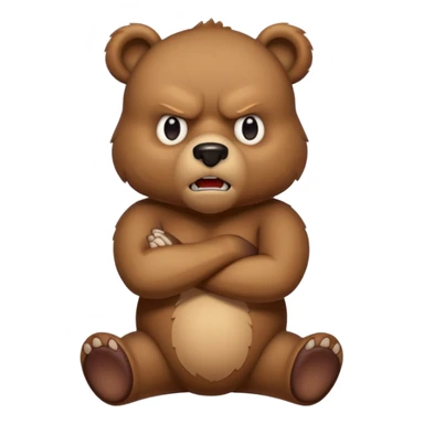 Full Beary puffed cheeks, furrowed brows, tiny anger vein, crossed arms, exaggerated cartoon rage, vibrant colors sticker