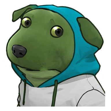 Dog wearing a hoodie sticker