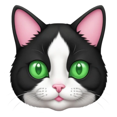 Tuxedo cat with pink nose, green eyes and no bow ties sticker