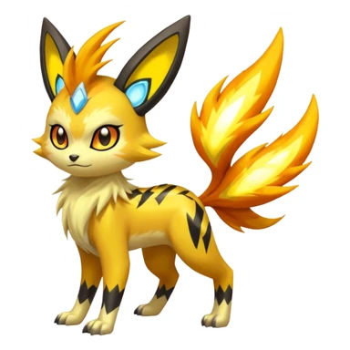 Feral Lightning-patterned Zig-zagged buzzy fuzzy Meloetta-Renamon-Manectric-Luxray-Electrike-Vernid-fusion-hybrid-creature, full body  sticker