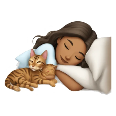 brunette girl sleeping with bengal cat sticker