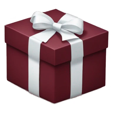 Burgundy coloured gift box with a white bow sticker