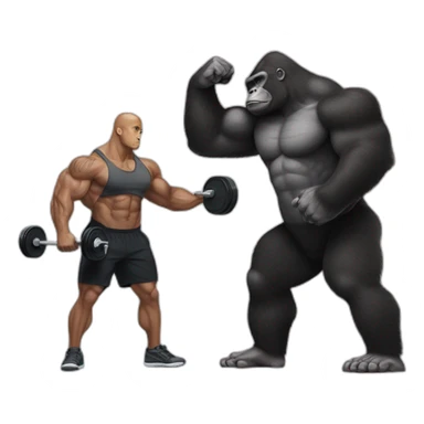 Gorilla lifting weights with Dwayne the rock Johnson sticker