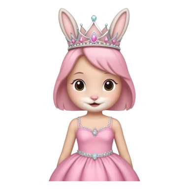Bunny emoji + tiara + pink dress + happy sticker