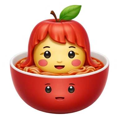 baechu kimchi in a bowl, apple emoji style, closely matching reference photo sticker