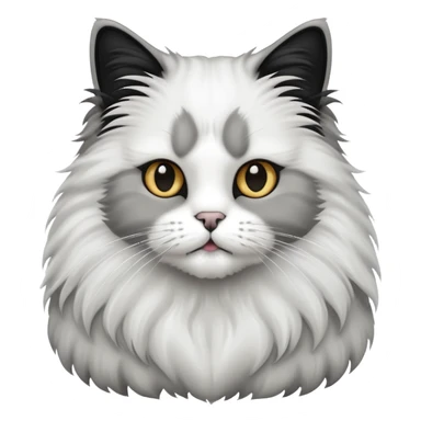 Fluffy cat long hair black and white goatee sticker